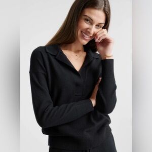 NWT!! Quince Mongolian Cashmere Polo Sweater (small), Black